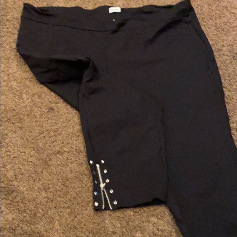Avenue slacks with zippers on bottom of both legs